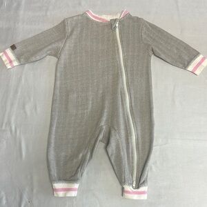 Juddlies - Cozy Gray and Pink One Piece Romper/Sleeper with Full-Length Zipper
